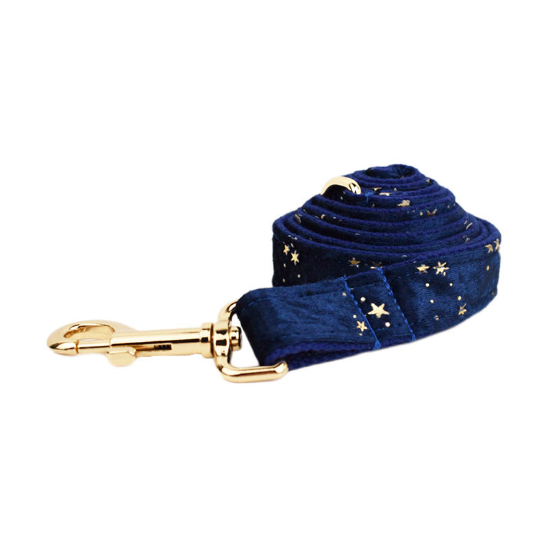 HKM-521811 Velvet Fabric Dog Collar with Leash, Bow, Flower, Vest, and Poop Bag - Adjustable Sizes XS to XL