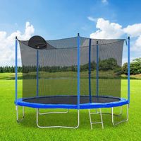 HKM-125459 12FT Trampoline with Basketball Hoop and Safety Enclosure Net for Outdoor Fun and Active Play