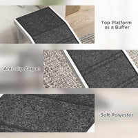 HKM-137939 Dog Bed Ramp with Non-Slip Carpet and Easy Access Platform - 74" x 16" x 25" - Sturdy Wood Construction