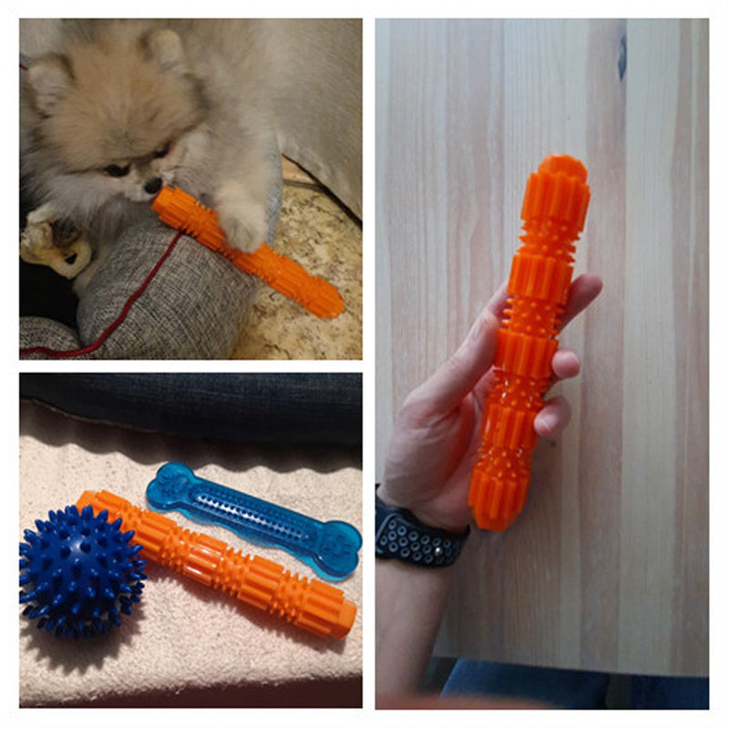 HKM-780819 Durable Treat Dispensing Rubber Dog Chew Toy with Teeth Cleaning and Squeaking Features