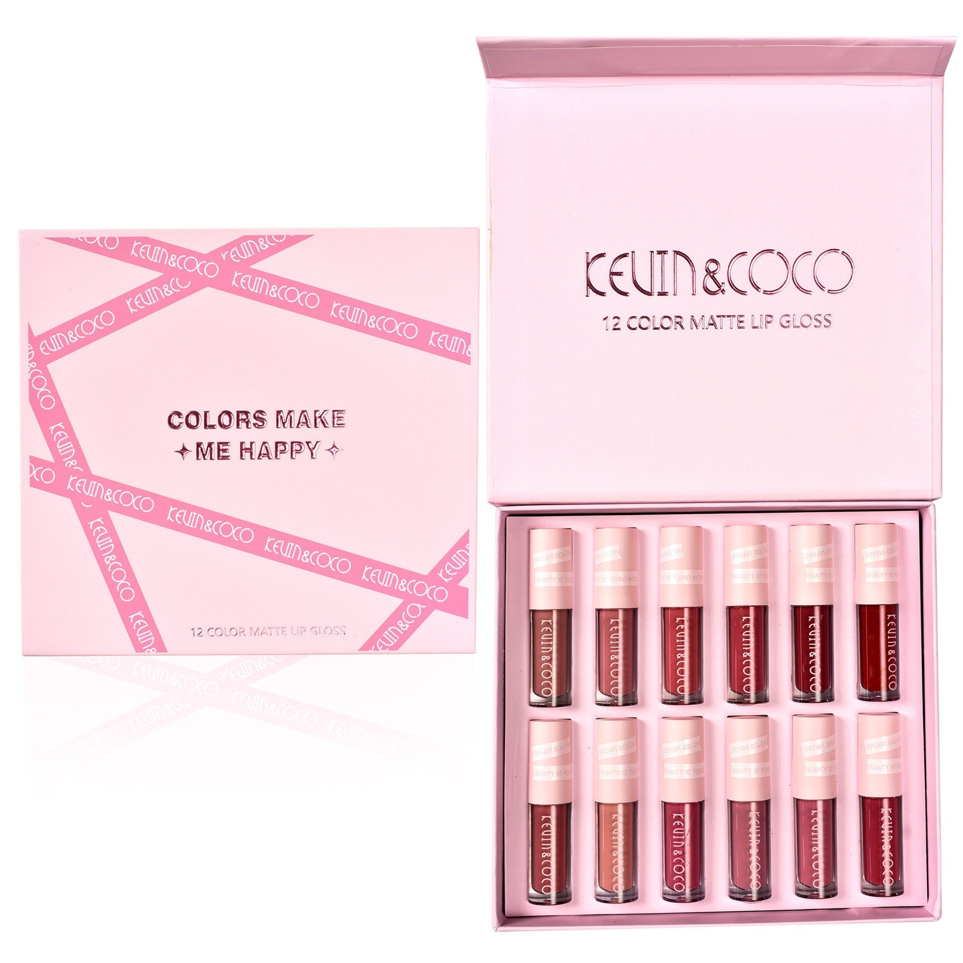 HKM-124179 12-Color Waterproof Lip Gloss Set for Long-Lasting Shine and Hydration