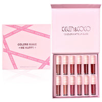 HKM-124179 12-Color Waterproof Lip Gloss Set for Long-Lasting Shine and Hydration