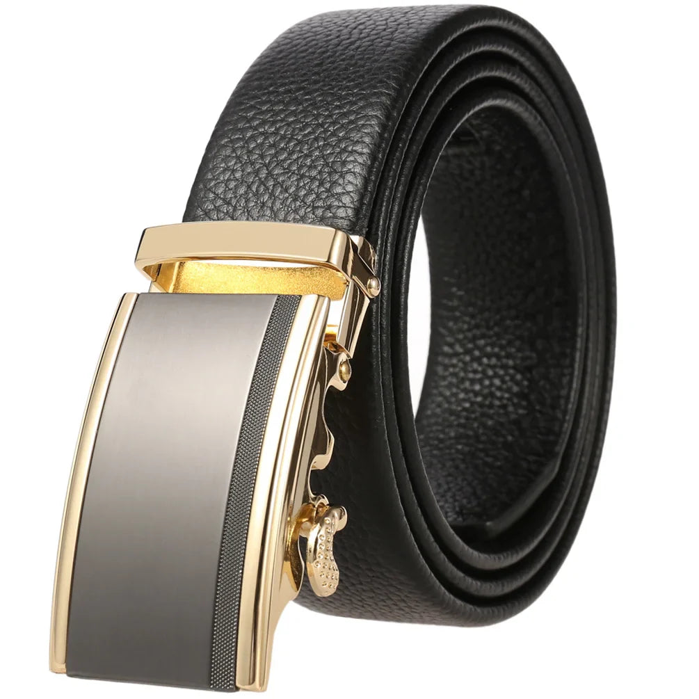 HKM-719251 Men's Cowhide Leather Belt - Model LY36-000011-5, Classic Style for Everyday Wear