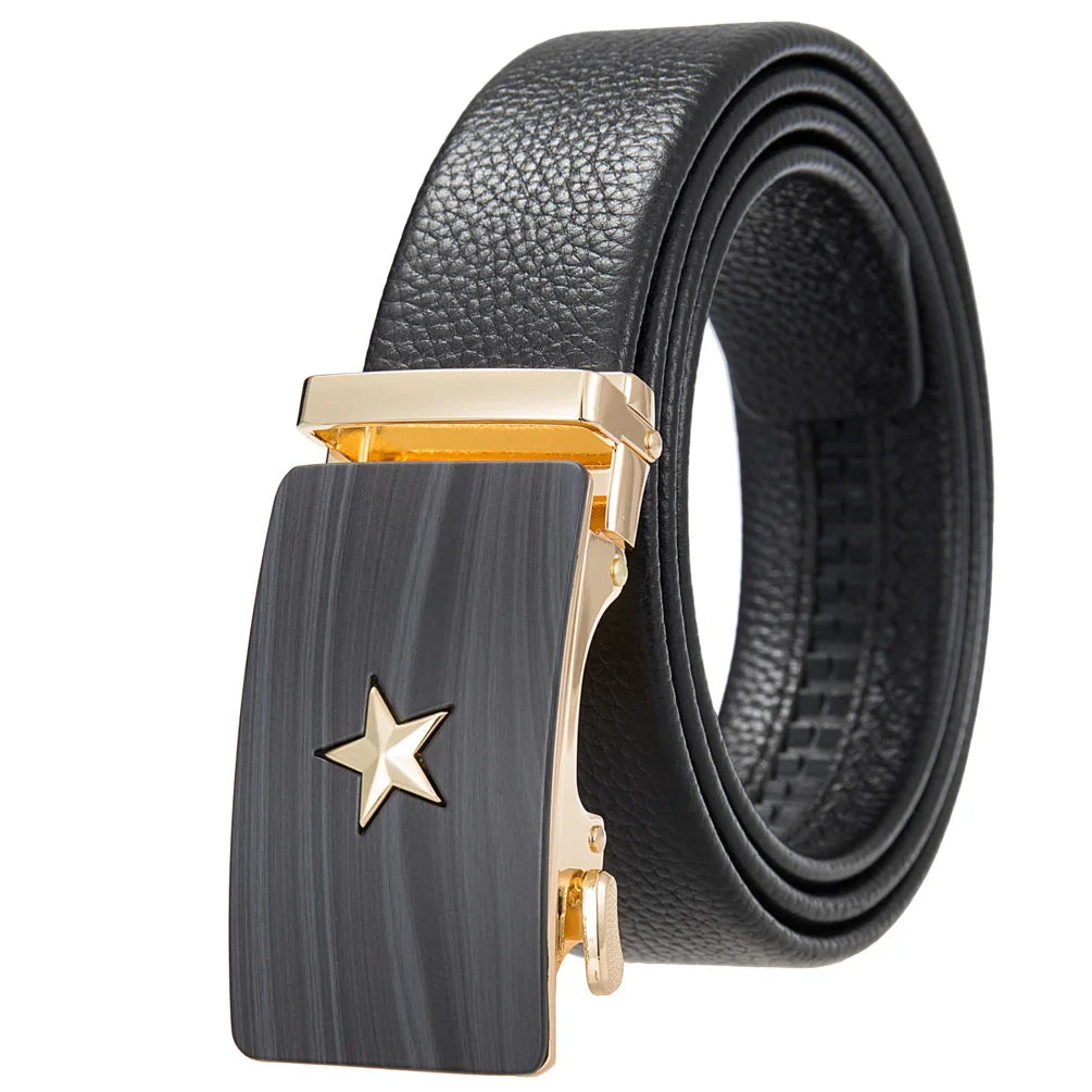 HKM-719251 Men's Cowhide Leather Belt - Model LY36-000011-5, Classic Style for Everyday Wear