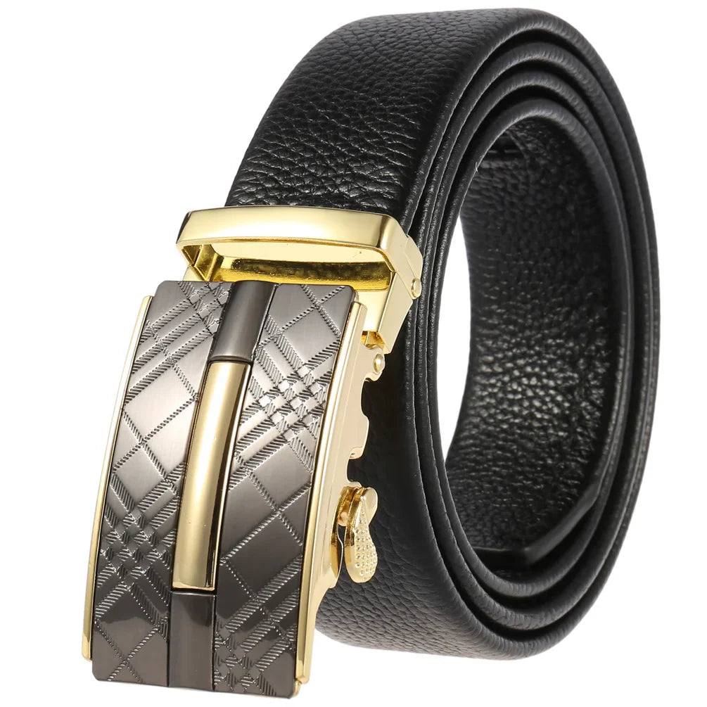 HKM-719251 Men's Cowhide Leather Belt - Model LY36-000011-5, Classic Style for Everyday Wear