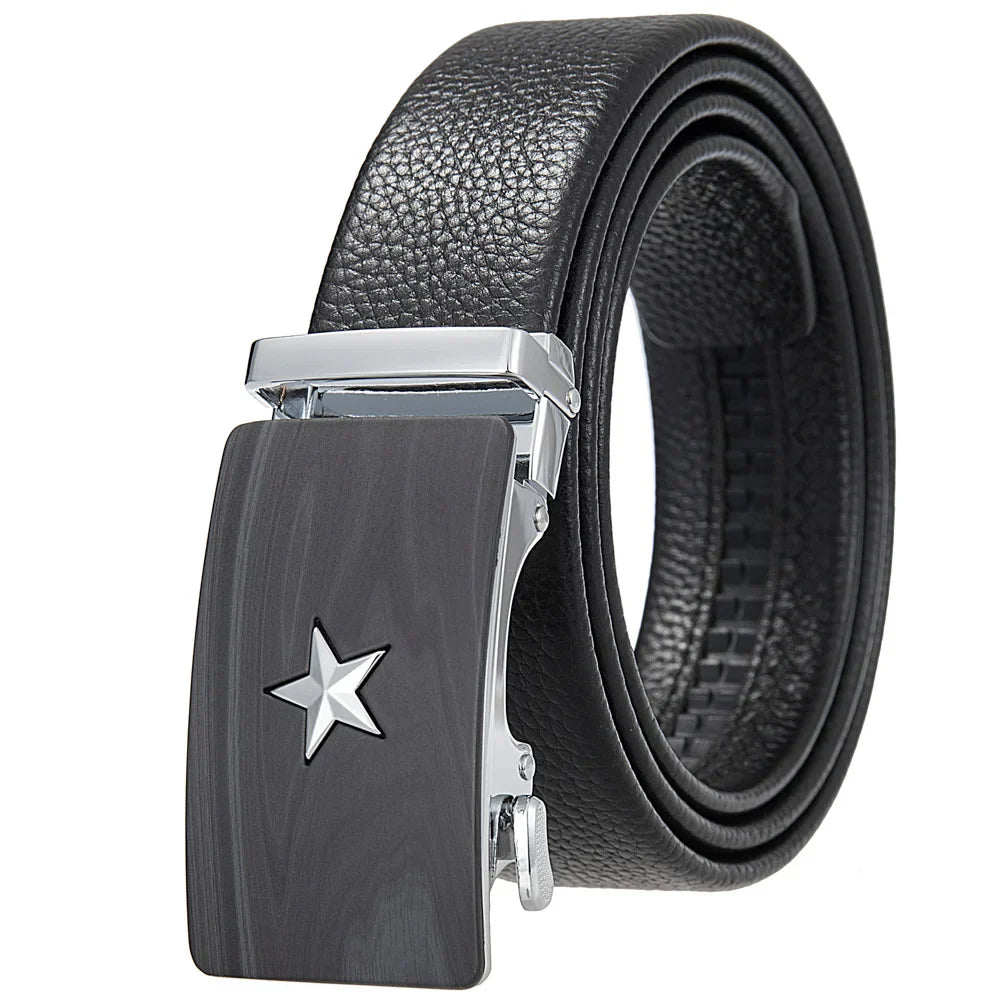 HKM-719251 Men's Cowhide Leather Belt - Model LY36-000011-5, Classic Style for Everyday Wear