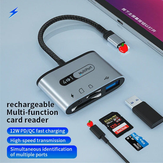 KTX-510483 4-in-1 USB 3.0 OTG Card Reader for iPhone and iPad with Fast Charging Capability