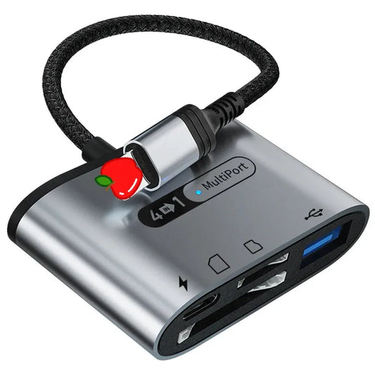 KTX-510483 4-in-1 USB 3.0 OTG Card Reader for iPhone and iPad with Fast Charging Capability