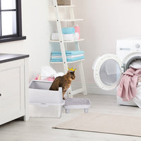 HKM-954835 Stainless Steel Cat Litter Box with Plastic Enclosure and Litter Spatula - Grey, 61x40x33CM