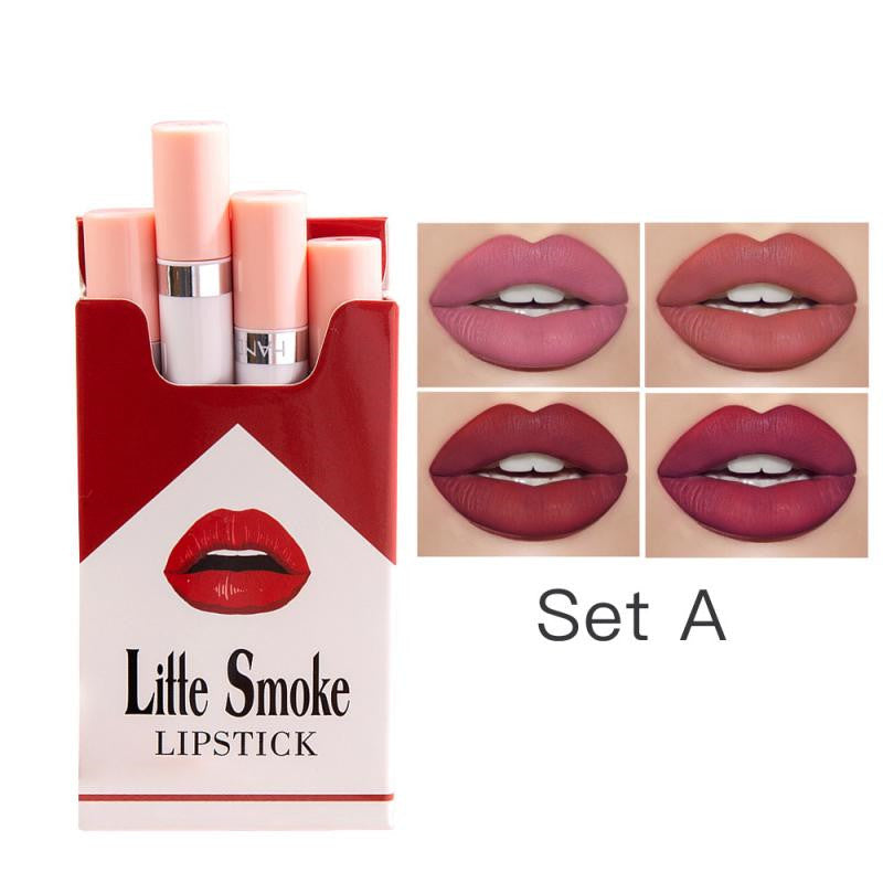 HKM-250963 Matte Mist Lipstick Set - Semi Suede, Long-Lasting Color, Lightweight & Portable (4 Colors)