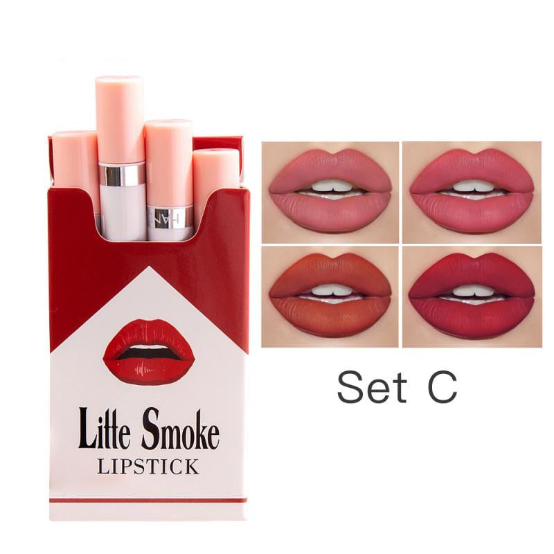 HKM-250963 Matte Mist Lipstick Set - Semi Suede, Long-Lasting Color, Lightweight & Portable (4 Colors)