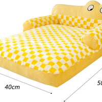 HKM-339667 Plush Washable Dog and Cat Sofa Bed with Antislip Base - Cozy Nest for Small Breeds, Available in Multiple Sizes