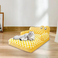HKM-339667 Plush Washable Dog and Cat Sofa Bed with Antislip Base - Cozy Nest for Small Breeds, Available in Multiple Sizes