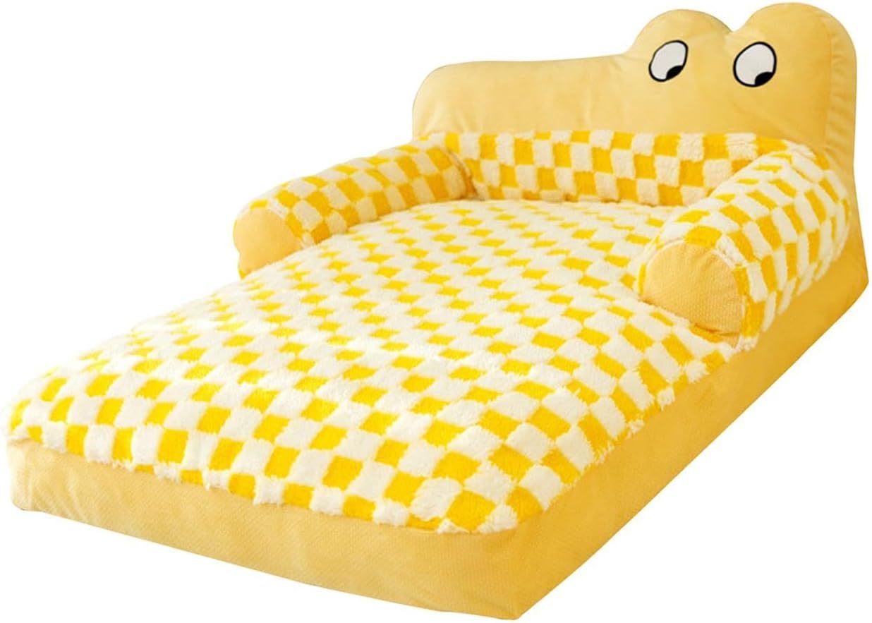 HKM-339667 Plush Washable Dog and Cat Sofa Bed with Antislip Base - Cozy Nest for Small Breeds, Available in Multiple Sizes