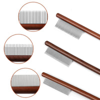 HKM-891795 Pet Grooming Comb with Wooden Handle for Long and Short Haired Dogs, Cats, and Other Pets