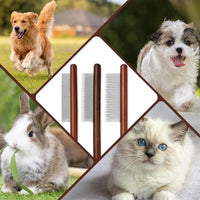 HKM-891795 Pet Grooming Comb with Wooden Handle for Long and Short Haired Dogs, Cats, and Other Pets