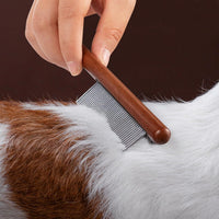 HKM-891795 Pet Grooming Comb with Wooden Handle for Long and Short Haired Dogs, Cats, and Other Pets