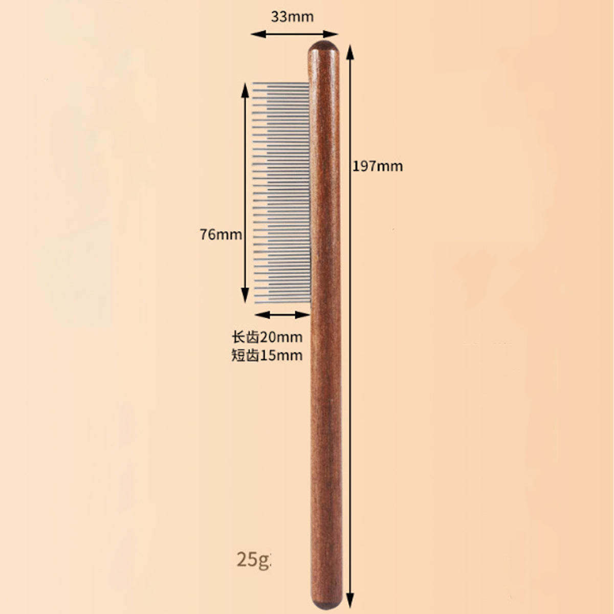 HKM-891795 Pet Grooming Comb with Wooden Handle for Long and Short Haired Dogs, Cats, and Other Pets