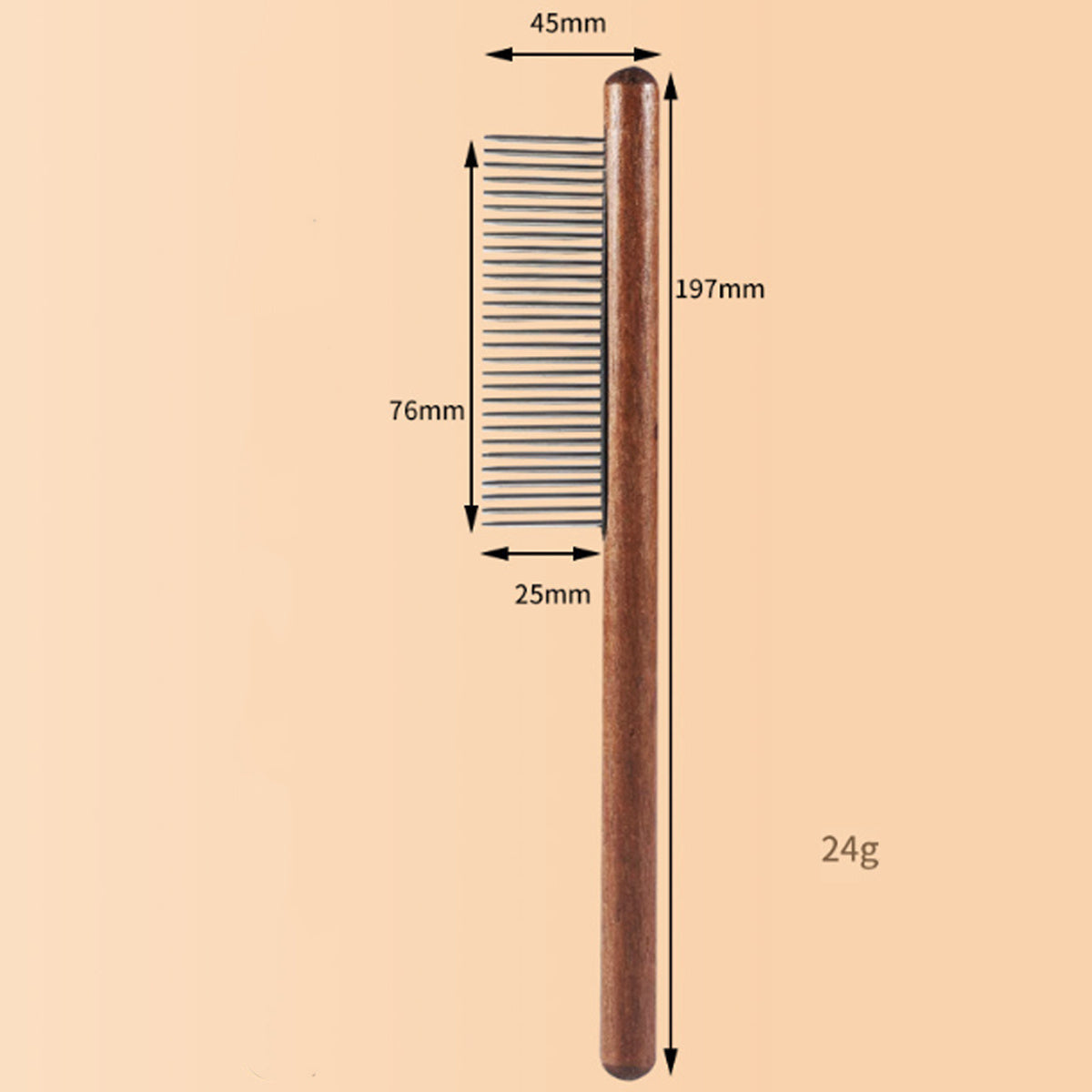 HKM-891795 Pet Grooming Comb with Wooden Handle for Long and Short Haired Dogs, Cats, and Other Pets