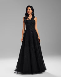 HKM-659155 Elegant Black Evening Dress - Timeless Style and Sophisticated Fit