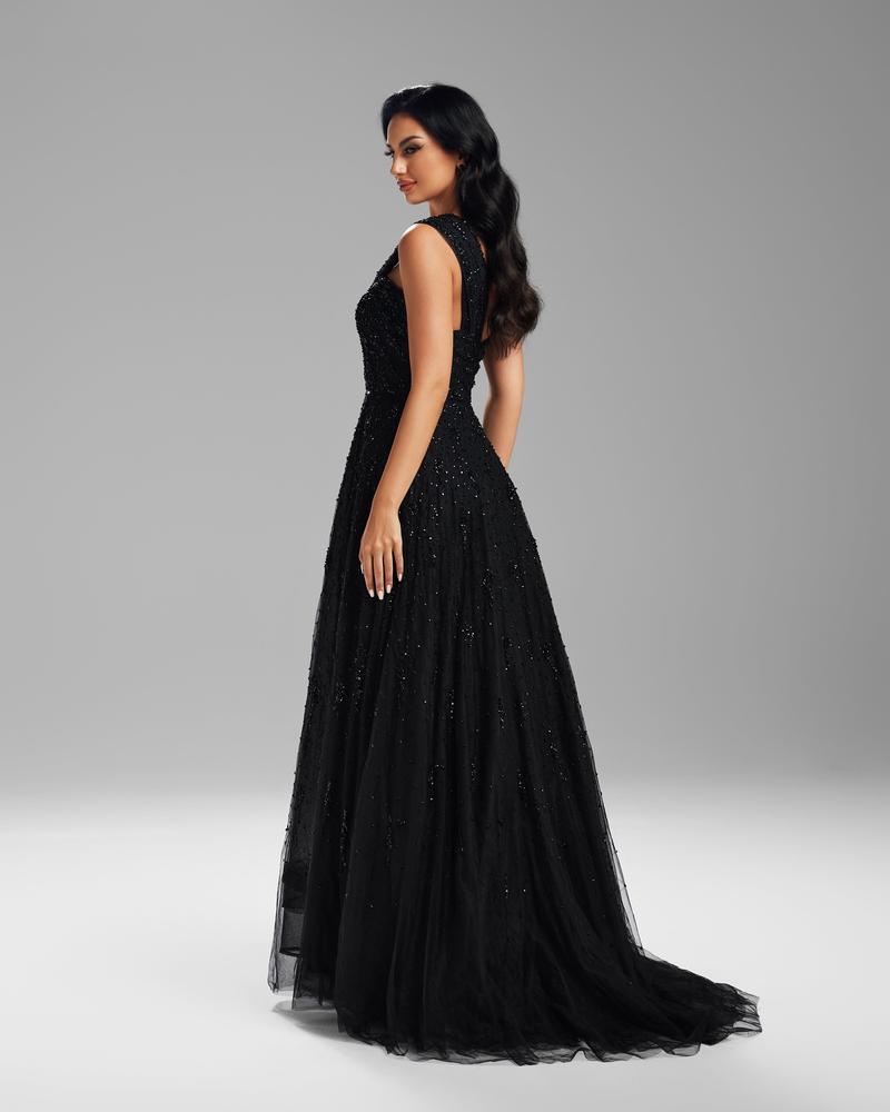 HKM-659155 Elegant Black Evening Dress - Timeless Style and Sophisticated Fit