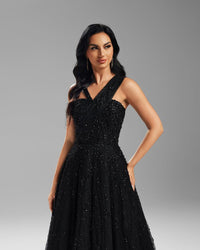 HKM-659155 Elegant Black Evening Dress - Timeless Style and Sophisticated Fit