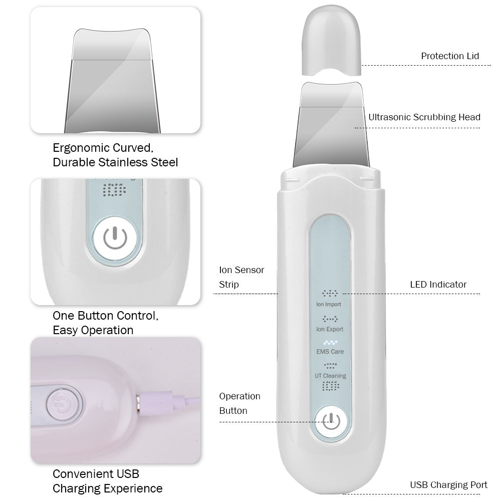 HKM-685523 Ultrasonic Electric Pore Cleansing Device with USB Charging, 172mm Size