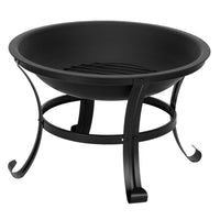 HKM-483603 22in Black Wrought Iron Round Firewood Brazier with Bent Legs