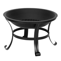 HKM-483603 22in Black Wrought Iron Round Firewood Brazier with Bent Legs