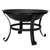 HKM-483603 22in Black Wrought Iron Round Firewood Brazier with Bent Legs