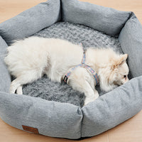 HKM-662739 Rose Velvet Hexagonal Dog Bed - Soft Plush Sofa for Small, Medium, and Large Dogs