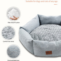 HKM-662739 Rose Velvet Hexagonal Dog Bed - Soft Plush Sofa for Small, Medium, and Large Dogs