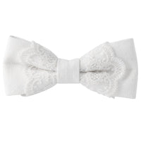 HKM-549651 Stylish White Polyester Pet Bow Knot Collar with Adjustable Sizes for Dogs