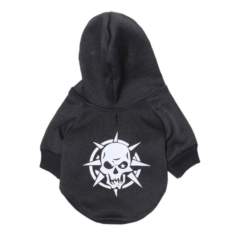 HKM-490899 Scary Skull Fleece Hooded Pet Tee - Black, Red, Green, XS to L