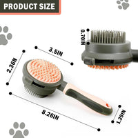 HKM-660115 Double-Sided Cat Grooming Brush with Release Button and Flea Comb - Ideal for Shedding Control and Skin Health