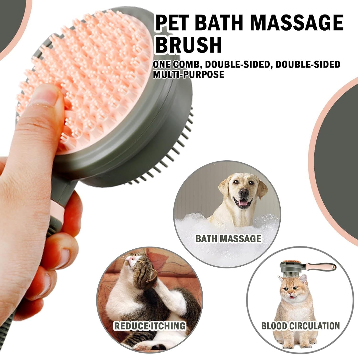 HKM-660115 Double-Sided Cat Grooming Brush with Release Button and Flea Comb - Ideal for Shedding Control and Skin Health