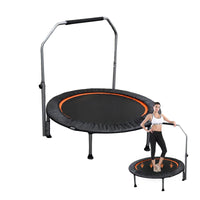 HKM-669843 Folding Mini Fitness Trampoline with Adjustable Handles for Indoor and Outdoor Workouts