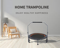 HKM-669843 Folding Mini Fitness Trampoline with Adjustable Handles for Indoor and Outdoor Workouts