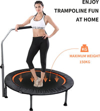 HKM-669843 Folding Mini Fitness Trampoline with Adjustable Handles for Indoor and Outdoor Workouts