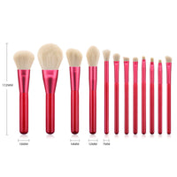 HKM-542419 Red Makeup Brush Set with Wooden Handle - 12pcs Professional Quality Tools for Easy Application