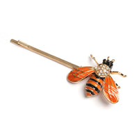 HKM-098835 European & American Style Micro-inlaid Zircon Fruit Bee Hairpin in Pink Crystal