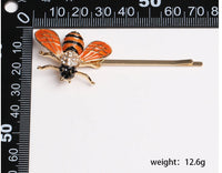 HKM-098835 European & American Style Micro-inlaid Zircon Fruit Bee Hairpin in Pink Crystal