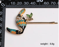 HKM-098835 European & American Style Micro-inlaid Zircon Fruit Bee Hairpin in Pink Crystal