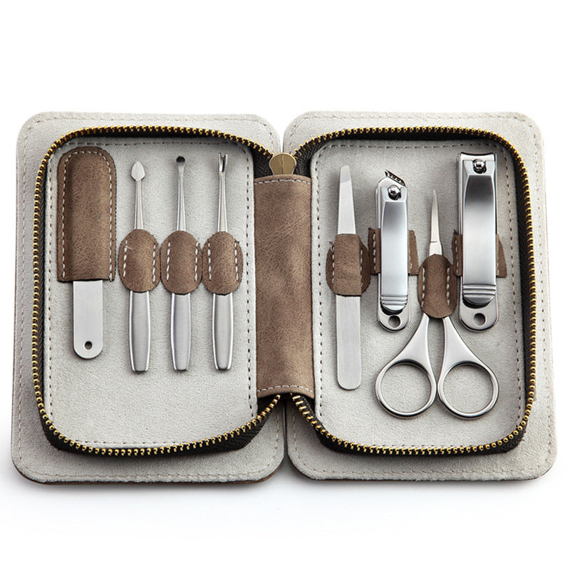 HKM-502163 Stainless Steel Anti-Splash Nail Clipper Set - 8 Pieces for Precision Grooming