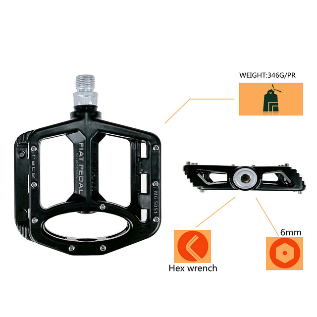 HKM-623891 Lightweight Magnesium Alloy Mountain Bike Flat Pedals for Enhanced Performance
