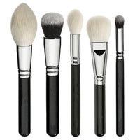 HKM-344659 15-Piece Black Makeup Brush Set with Wooden Handles and Artificial Fiber Bristles