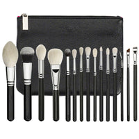 HKM-344659 15-Piece Black Makeup Brush Set with Wooden Handles and Artificial Fiber Bristles