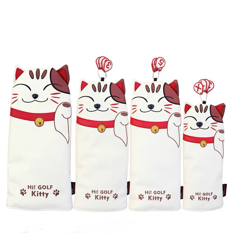 HKM-487059 Lucky Cat Golf Wood Club Head Cover - Stylish Protection for Your Clubs