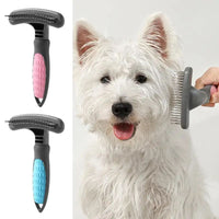 HKM-000851 Grooming Comb for Pets - Ergonomic Hair Removal Tool for Cats and Dogs, Rustproof Stainless Steel and ABS Design