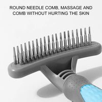 HKM-000851 Grooming Comb for Pets - Ergonomic Hair Removal Tool for Cats and Dogs, Rustproof Stainless Steel and ABS Design